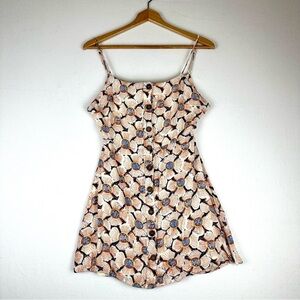 Lunik Floral Button Down Backless Tie Mini Dress Resort Beach Coastal
